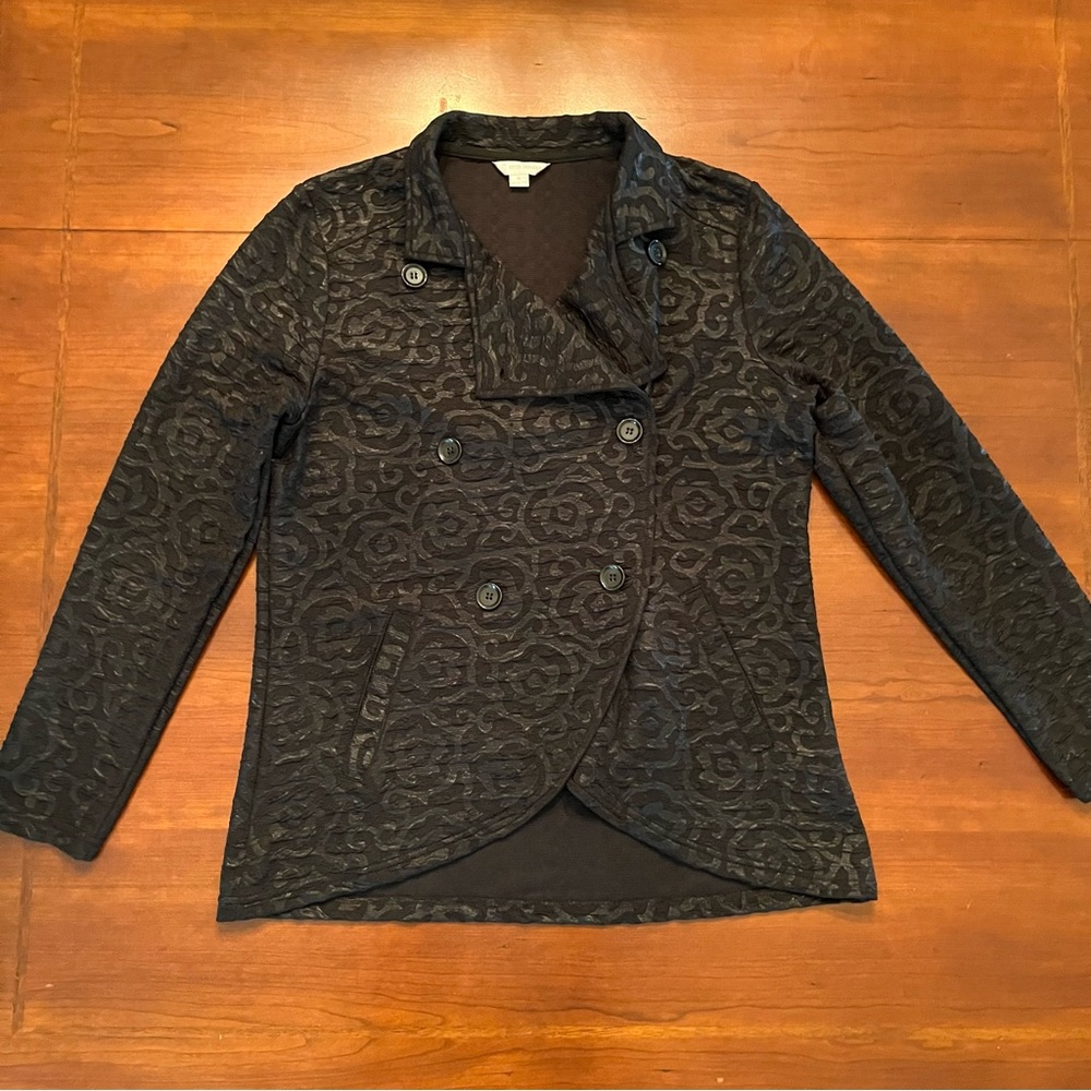 Erin London Textured Black Double-Breasted Jacket M